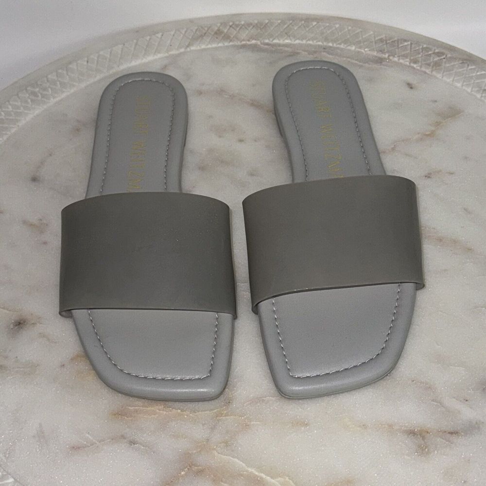 Stuart Weitzman Summer Slide Sandals Grey Women's size 6.5 $195